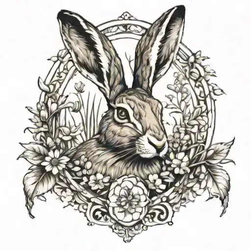 Hare In Meadow Surrounded