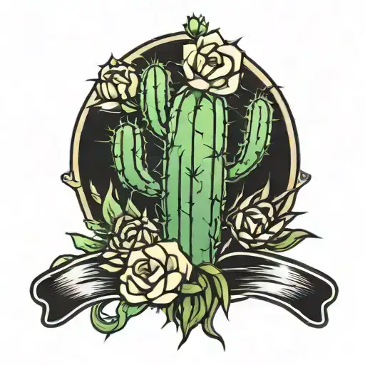 Cactus With Pulaski And Scraper In Front View