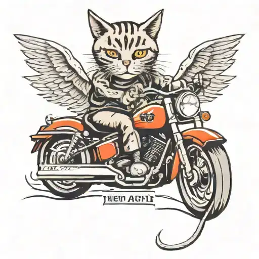 Cat On A Motorcycle With Wf Written On The Motorcycle