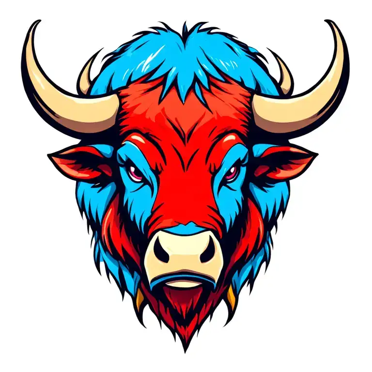 Blue And Red Cartoon Buffalo Version Evil