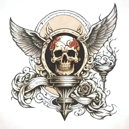 Deathangel With Hourglass Sand Running