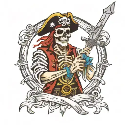Skeletal Pirate Holding Up A Compass
