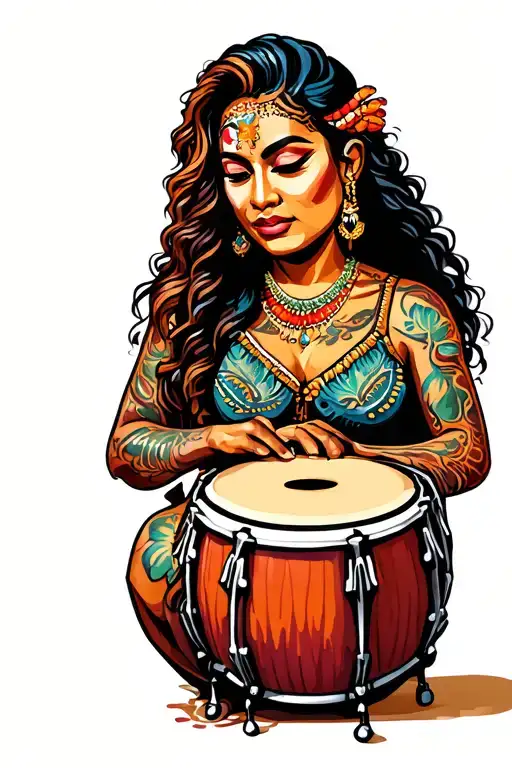 Congas Music On A Renascentist Painting Canvas