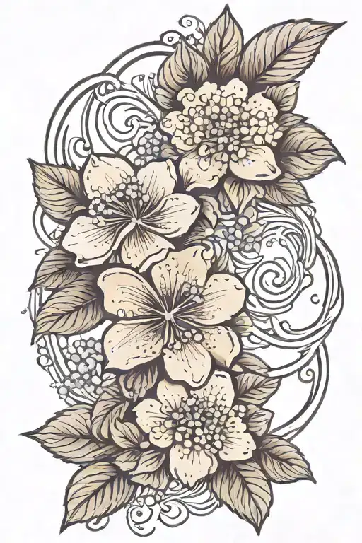 Hydrangea Flower Mixed With The Infinity Symbol Combined