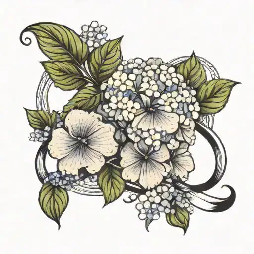 Hydrangea Flower Mixed With The Infinity Symbol Combined