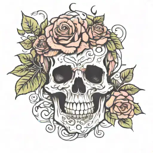 Skull Wrapped In Rose Vines