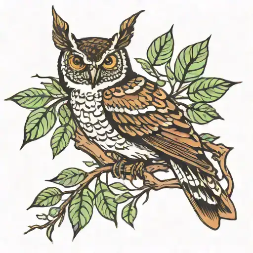 Whippoorwill And Deer And Tree Branch