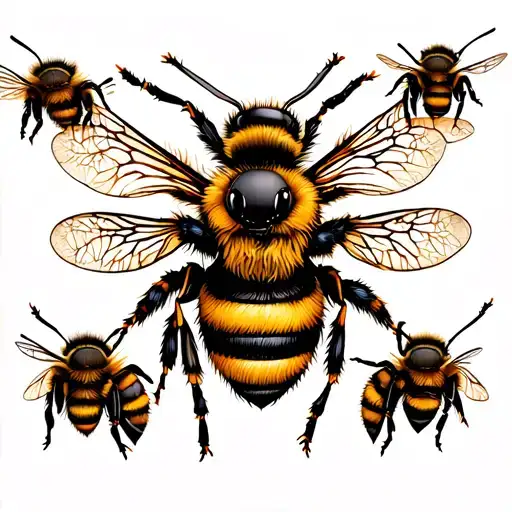 Grandma Bee With Five Grandbaby Bees Nest