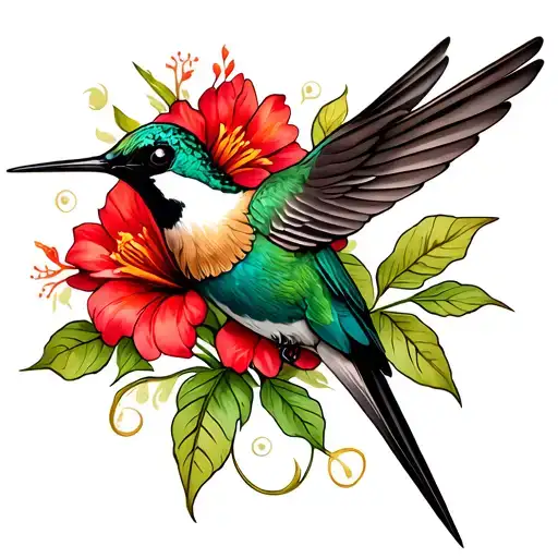 Colibri And Red Flower