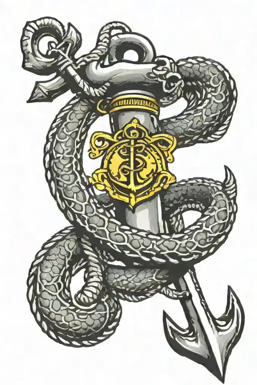 Anchor With The Gadsden Flag Snake Wrapped Around It