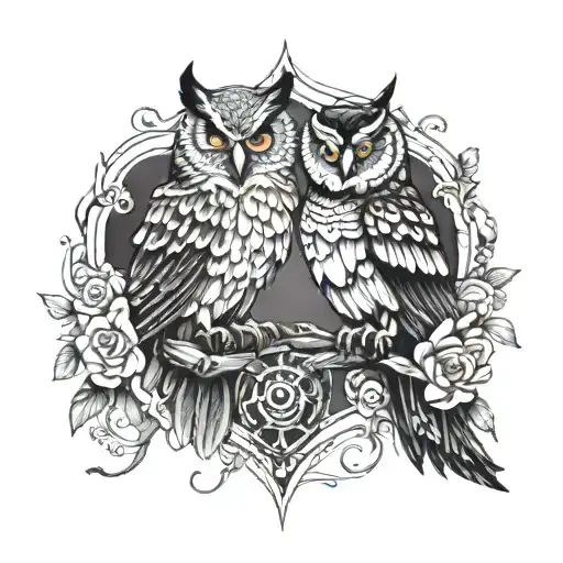 Owl And Raven Intertwined