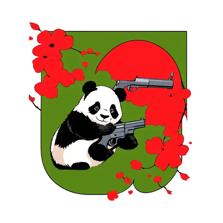 Panda With Gun Shooting In Air