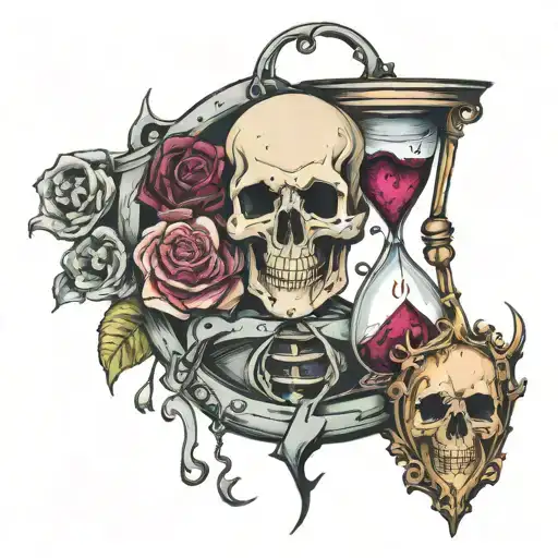 Evil Broken Hourglass With Heart Rotting And Reaper Holding It