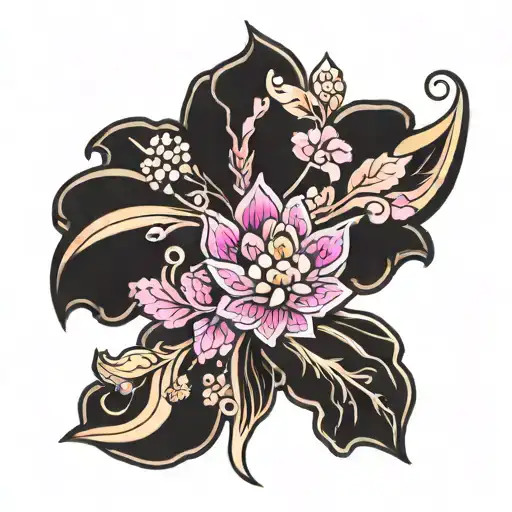 Thai Pattern With Black Pink Lisa