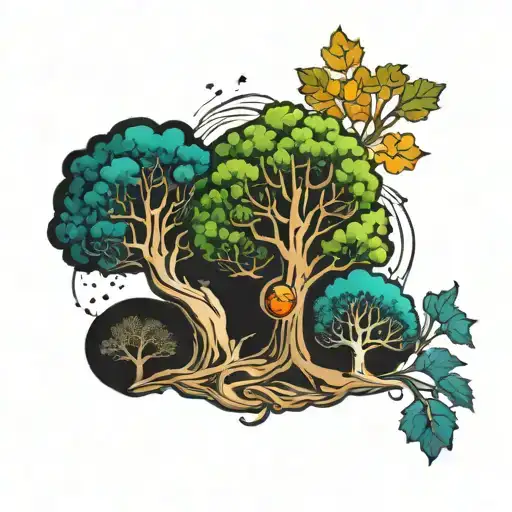 4 Trees Representing The Seasons