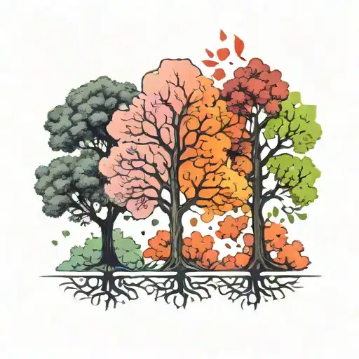 4 Trees Representing The Seasons