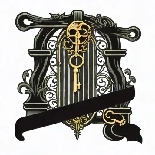 Simple Gate With A Key Tattoo Design