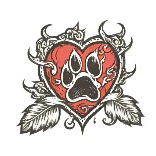 Paw Print And Heart With Gb
