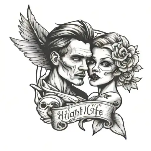 Matching Couple Tiny Tattoos Ideas With Phrase High On Life Til The Day We Die