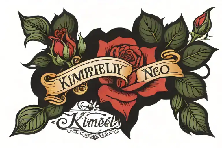Red Rose With Name Kimberly