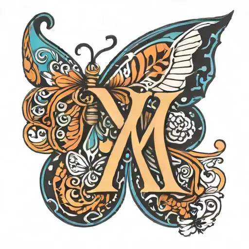M & K Letter As Butterfly Wings