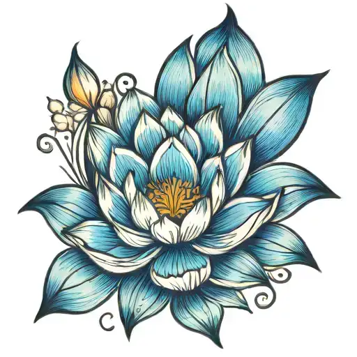 Colourful Blue Lotus Flower