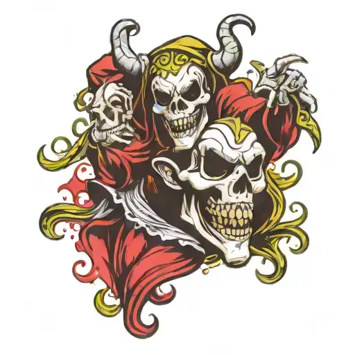 Jester With Skull Dancing Mask