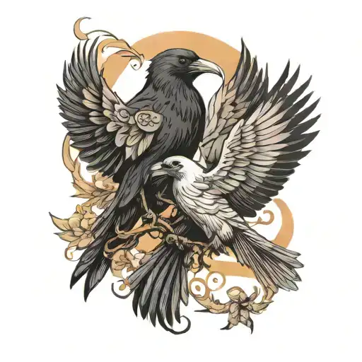 Raven And Dove Fighting