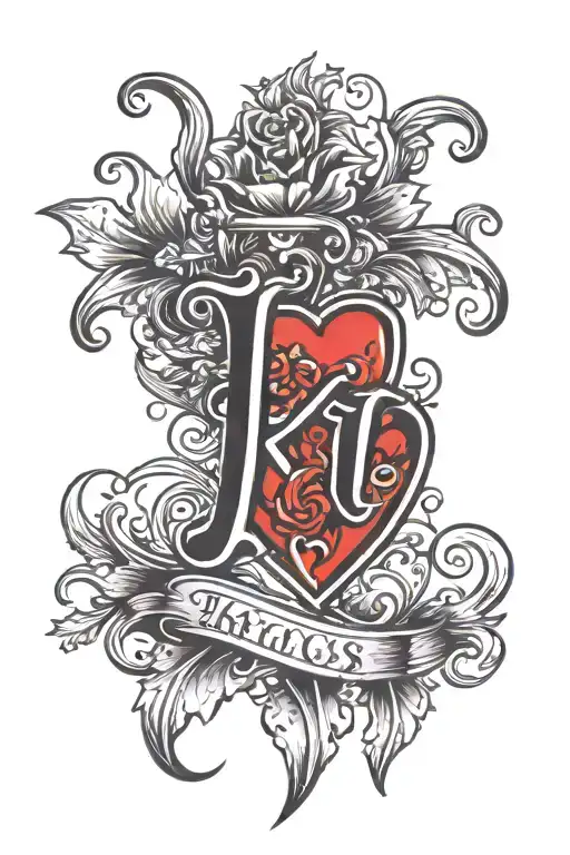 Combination Of The Letters K And L With A Red Heart
