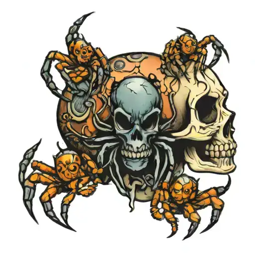 Baby Spiders Crawling Out Of Skull