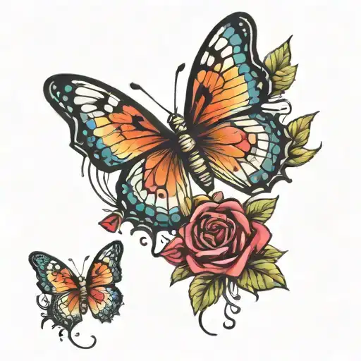 Butterfly And Roses