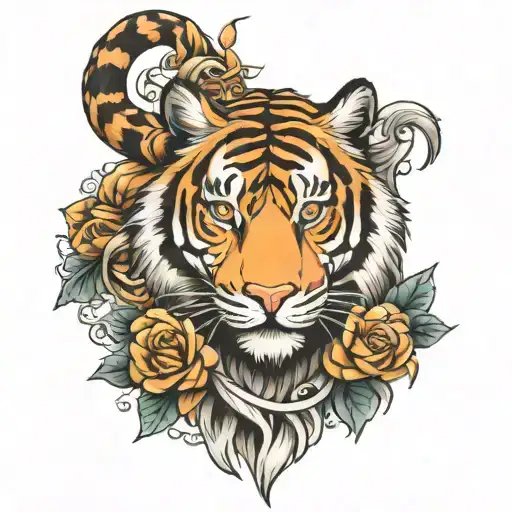 Sleeve Tattoo With Tiger