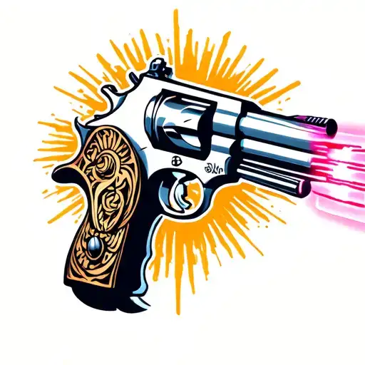 Revolver Shooting A Laser Beam