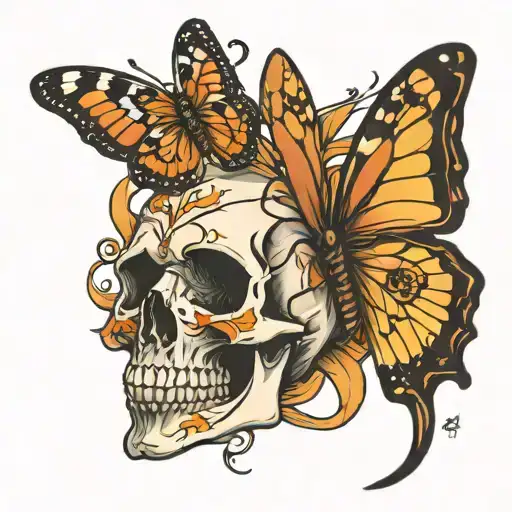 Skull An Butterfly
