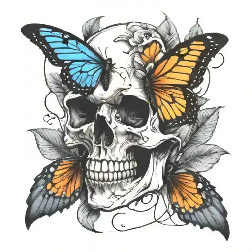 Skull An Butterfly