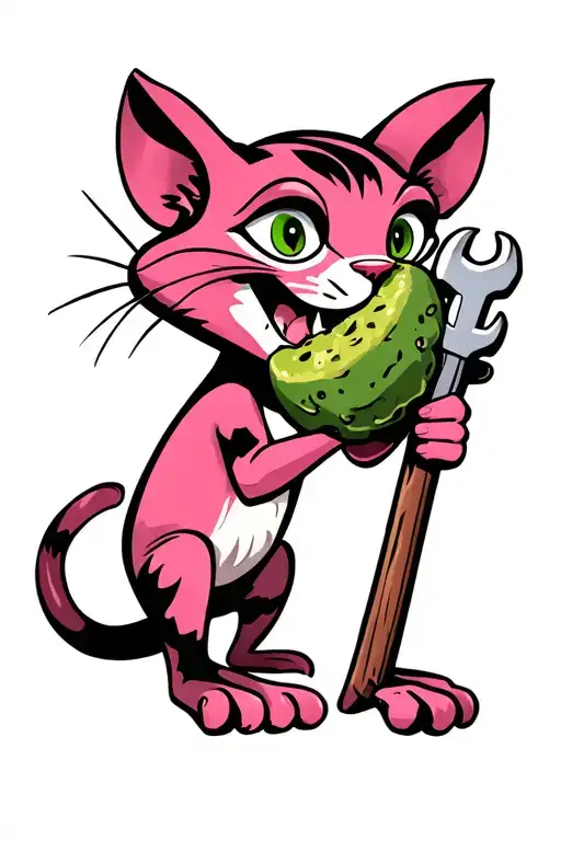 Pink Panther Holding A Spud Wrench
