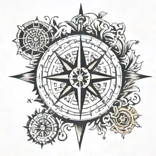 Berbere Compass Mixed With Classic Compass Rose