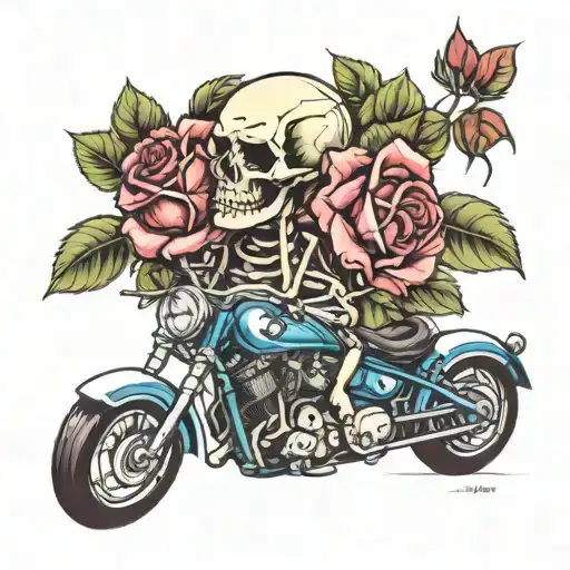 Moterbike Skull Roses