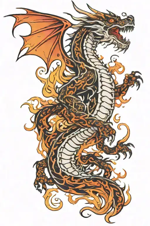 Dragon Made From Fire Coming