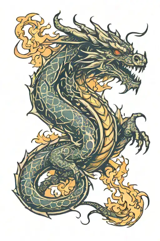 Dragon Made From Fire Coming Together To Form