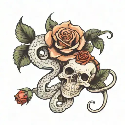 Skull Snake And Rose