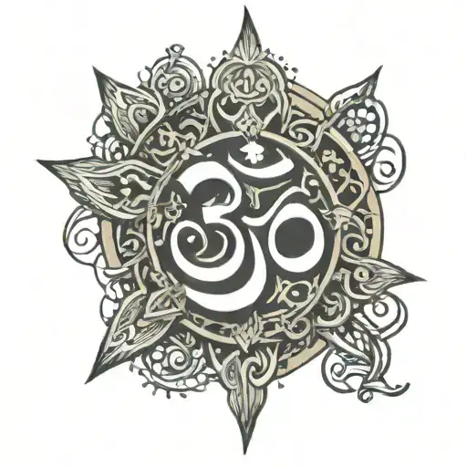 Antah Asti Prarmbh Tatto With Trishul Om And Swastik Sign With 11