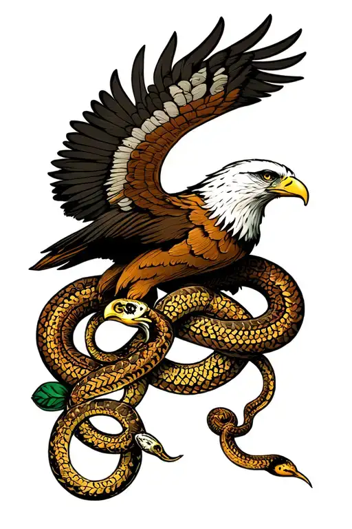 Mexican Eagle With Snake Intertwined