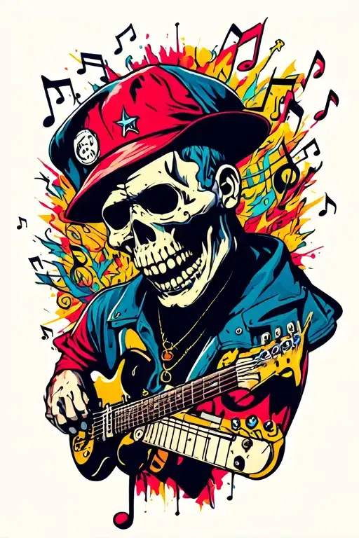 Ghoul Hip Hop Star Surrounded By Music Notes And Elements