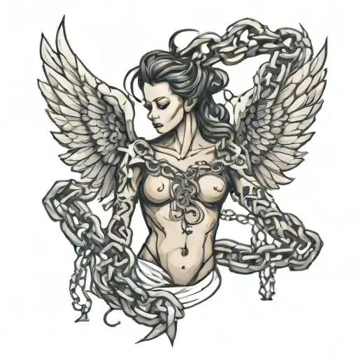 Weight Loss Body Build With Chains Breaking And Bursting And Angels Wings