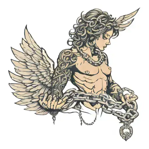 Weight Loss Body Build With Chains Breaking And Bursting And Angels Wings