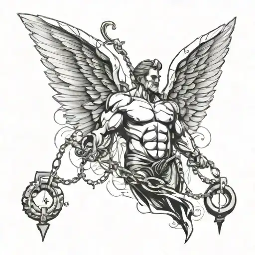 Fat Lose To Bodybuilding Body With Chains And Angels Wings