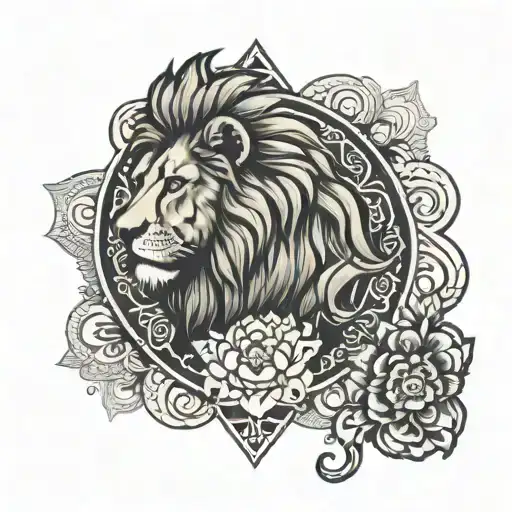 Lion With Mandala Background