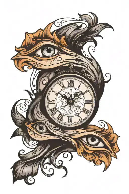 Clock With Woman's Eye Looking Forward With