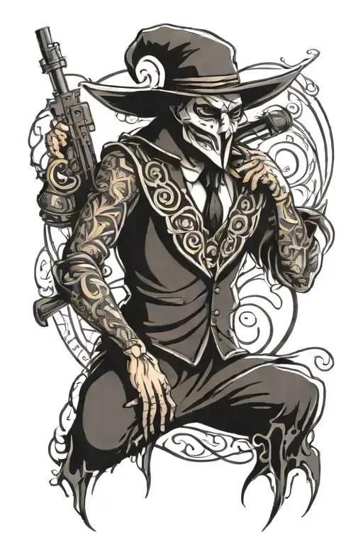 Anonymous Full Back Tattoo Design